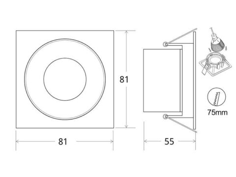 Downlight Led MOS UGR17 Square