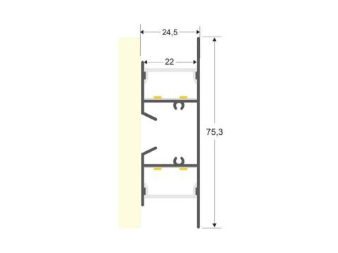 KIT - Perfil aluminio WALL 75mm para tiras LED